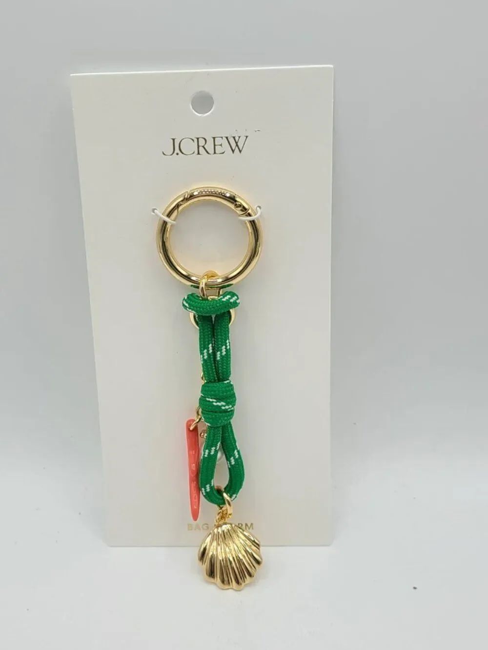 J Crew Sea Shell Coral Green Rope Bag Charm NWT